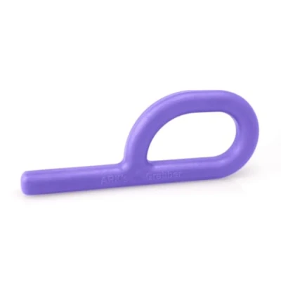 Abbildung von ARK® Grabber Standard in glatt oder texturiert mit einfacher Handhabung für Kinder durch Schlaufenform inkl. ATC Pflegeanleitung Kiefermotorik, Beißblock, Kauen, Zahnen (fest lavendel, glatt)