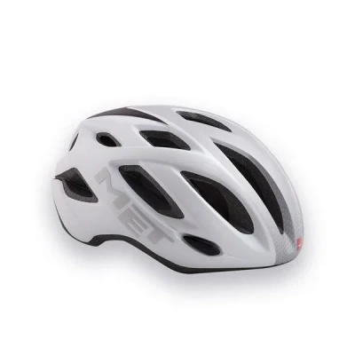 Abbildung von Met Idolo Matt White Shaded Grey LED Rücklicht. Weißer Fahrradhelm