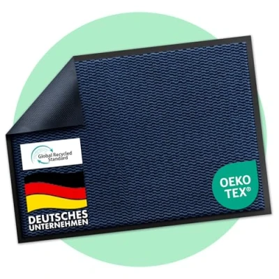 Abbildung von Floordirekt Premium Fußmatte für Eingangsbereich, 120x180cm Blau, Schmutzfangmatte Innen und Außen, rutschfest &amp; waschbar, Sauberlaufmatte Flur, Teppich Haustür, SKY Novo