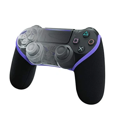 Abbildung von SMART GRIP Controller Hülle kompatibel zu PS4 Das ultimative Anti Sweat und Rutsch Upgrade, Waschbar (Schwarz/Lila)