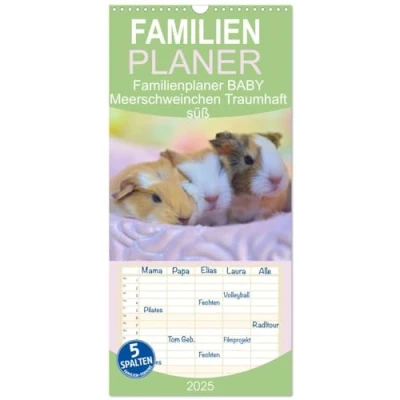 Abbildung von Familienplaner 2025 BABY Meerschweinchen Traumhaft süß mit 5 Spalten (Wandkalender, 21 cm x 45 cm), CALVENDO
