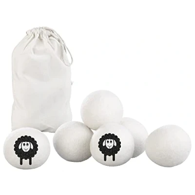 Abbildung von infactory Wäscheball: 6er Set Wiederverwendbare XXL Trocknerbälle aus Wolle, je 7 cm (Tocknerball, Trocknerkugel, Wäschetrockner)