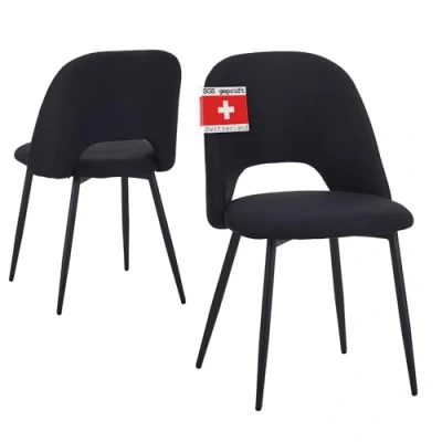 Abbildung von Albatros Esszimmerstühle mit Stoff Bezug 2er Set SILVI, Schwarz Stilvolles Vintage Design, belastbar 110Kg, SGS geprüfter Polsterstuhl Moderner Küchenstuhl, Stuhl Esszimmer oder Esstisch