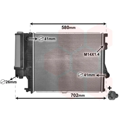Abbildung von VAN WEZEL 06002186 Kühler, Motorkühlung Aluminium 515 435 30 *** IR PLUS mit Zubehör Kühlrippen gelötet BMW: 5 Limousine, Touring