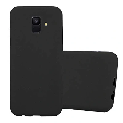 Abbildung von Cadorabo Hülle kompatibel mit Samsung Galaxy A6 2018 Schutzhülle TPU Silikon Case Frost Design Slim Kratzfest Weiche Gummi Rundumschutz für in Schwarz