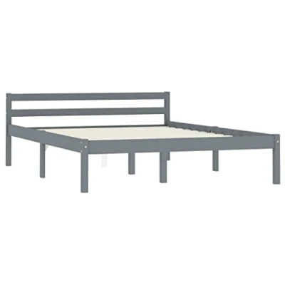 Abbildung von vidaXL Kiefernholz Massiv Bettgestell Holzbett Doppelbett Futonbett Massivholz Bett Bettrahmen Lattenrost Schlafzimmerbett 140x200cm Grau