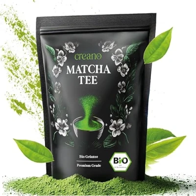 Abbildung von Creano Bio Matcha Tee 100g Premium Qualität ideal zum trinken Grüner für Latte, Smoothies, Bubble Tea NEUHEIT 2024*