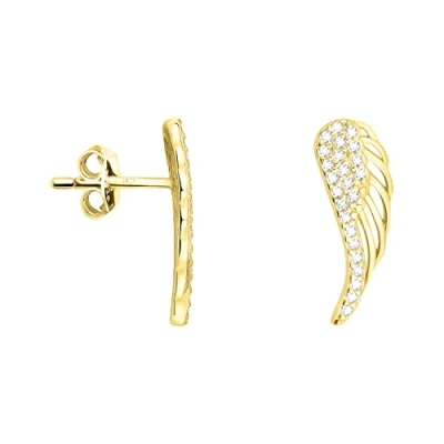 Abbildung von SOFIA MILANI Damen Ohrringe 925 Silber vergoldet/golden &amp; mit Zirkonia Steinen Flügel Engel Ohrstecker E1854