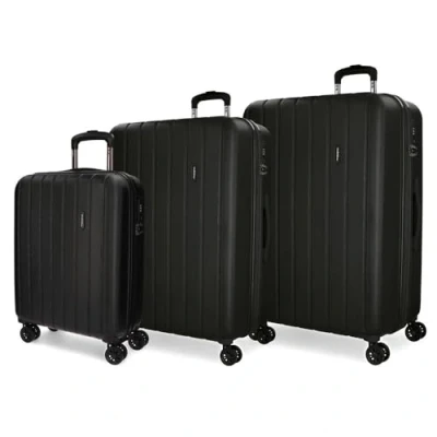 Abbildung von Movom Wood Kofferset Schwarz 55/65/75 cms Hartschalen ABS TSA Schloss 220L 4 Doppelräder Handgepäck