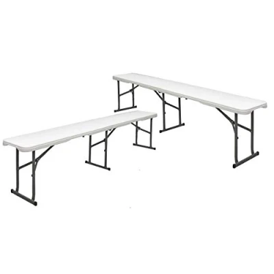 Abbildung von AMANKA 300kg Bierbank 184x30x43 Rattan Optik Wetterfest Klappbar Kunststoff Bank Camping Sitzbank