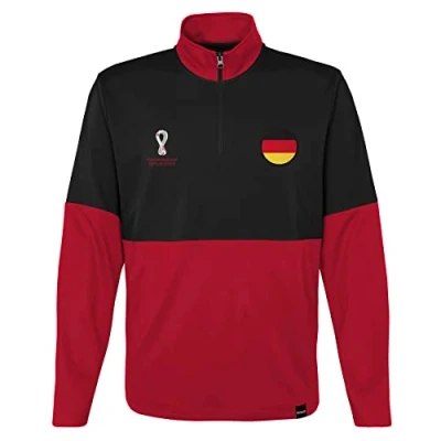 Abbildung von FIFA Herren Offizieller World Cup 2022 1/4 Zip Pull Over Deutschland Reißverschluss zum Überziehen, schwarz/red, S