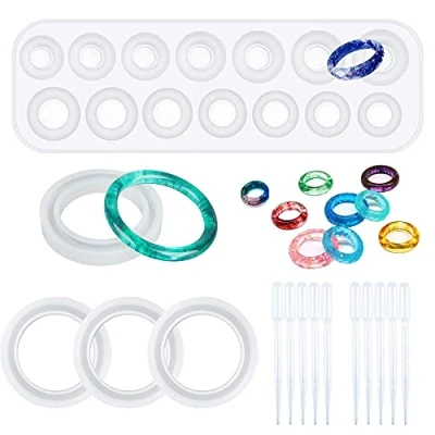 Abbildung von NA Woohome 15 Stück Schmuck Silikonform Gießform Resin Form, Ring Armband Anhänger Basteln Gießform, Kunststofftropfer für Handwerk DIY