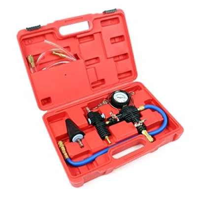 Abbildung von Yato Profi Kühlsystem Abdrück und Prüfgerät Set, 3 TLG, 1 bar, 340 l/min, 15 45 mm Anschluss, Kühlsystemtester Entlüftungsgerät Abdrückgerät Universal Wassertank Kühlwasser Vakuum