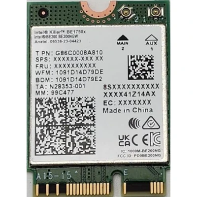 Abbildung von Intel Killer BE200 1750x &amp; BT 5.4 Wi Fi 7 Karte mit M.2. PCIE Key E Schnittstelle für Prozessoren, Einzelpack.Ultra niedrige Latenz, ideal Gaming, weiß/grün
