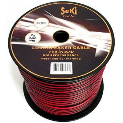 Abbildung von Lautsprecherkabel 2x2,50mm2 100m rot schwarz CCA Audiokabel Boxenkabel