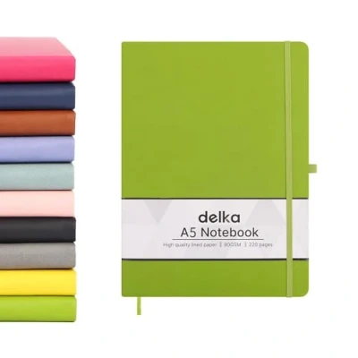 Abbildung von delka A5 Notizbuch, A5, Notizblock, Tagebuch, für Büro, Schule, Zuhause, Geschäft, Schreiben und Notizen (Pastel Celeste)