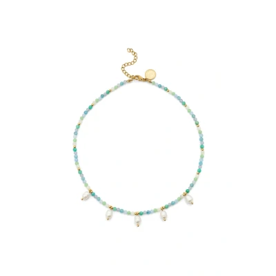 Abbildung von Singularu Crystal Blue Pearls Halskette goldcoloured, Damen, Größe: One Size, Gold/coloured