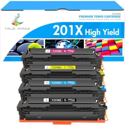 Abbildung von TRUE IMAGE 201X CF400X Kompatibel für HP 201A CF400A Multipack Toner Color Laserjet Pro MFP M277dw M277n M277c6 M277 M252dw M274n M252n CF401X CF402X CF403X (Schwarz Cyan Gelb Magenta 4er Pack)