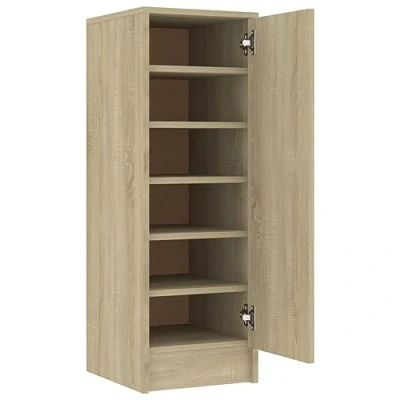 Abbildung von vidaXL Schuhschrank mit 6 Fächern Schuhregal Schuhablage Schrank Regal Schuhaufbewahrung Kommode Schuhständer Sonoma Eiche 32x35x92cm Holzwerkstoff