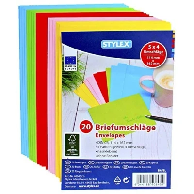 Abbildung von Toppoint 20 (1x 20) farbige Briefumschläge Din C6 bunte Kuvert (DIN Stück, sortiert)
