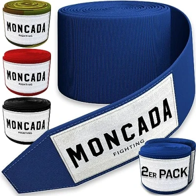 Abbildung von Moncada Fighting® [4m Boxbandagen mit Daumenschlaufe Bandagen Boxen Halb elastische Boxing Gloves extra breitem Klettverschluss Boxbandage Hand für Boxen, MMA, Kickboxen Box Bandage Sport