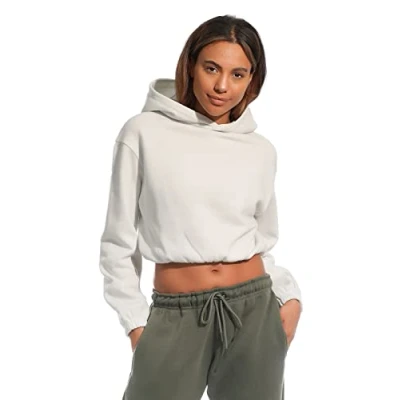 Abbildung von Light &amp; Shade Damen Cropped Kapuzen Sweatshirt, Weiß, M