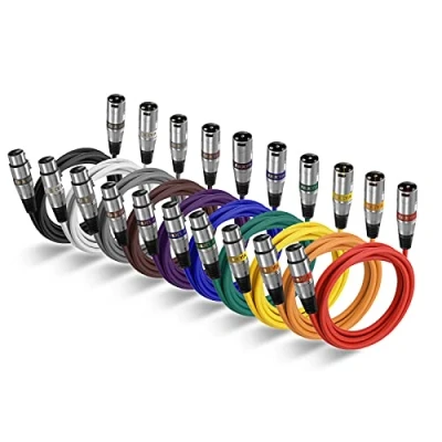 Abbildung von EBXYA XLR Kabel Mikrofonkabel 1 m/3 Fuß, 10er Pack, Mic Patch Farbkabel Stecker auf Buchse, symmetrisches