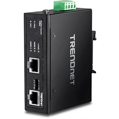 Abbildung von TRENDnet TI IG60 Gehärteter Industrieller 60W Gigabit PoE+ Injektor, DIN Schiene, Wandbefestigung, Schutzklasse IP30, Enthält Schiene und Wandhalterung, Injector