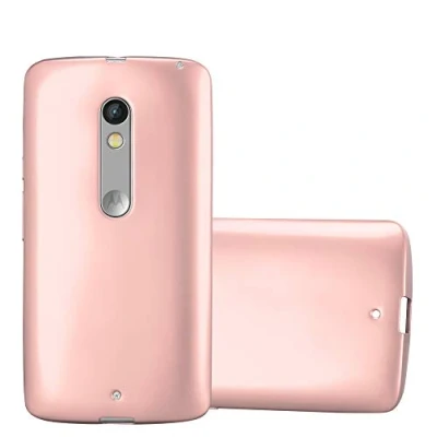 Abbildung von Cadorabo Hülle kompatibel mit Motorola Moto X Play Schutzhülle TPU Silikon Case Metallic Design Slim Kratzfest Weiche Gummi Rundumschutz für in Rosa