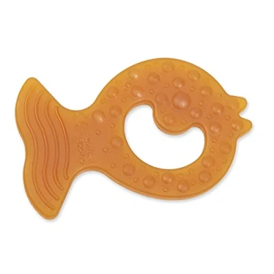 Abbildung von GRÜNSPECHT Bio Beißring aus Naturkautschuk für zahnende Babys, massiert Zahnfleisch, BPA frei, weich, fördert Feinmotorik, Fisch (522 00)
