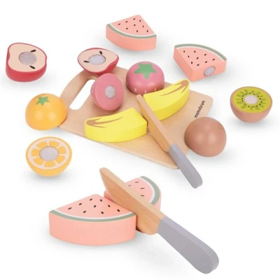 Abbildung von Mamabrum Kinder Küchenset Holzspielzeug zum Schneiden, inkl. Obst Spielset