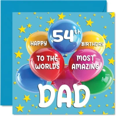 Abbildung von Stuff4 Geburtstagskarte zum 54. Geburtstag World&#039;s Most Amazing Dad Happy 54th Birthday Card for from Son Daughter, 145 mm x mm, Age 54 Fifty Four Greeting Cards Father Papa