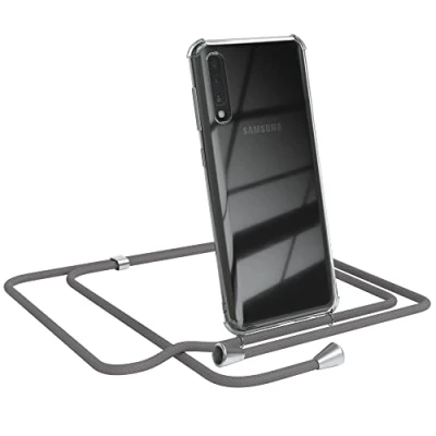 Abbildung von EAZY CASE Handykette kompatibel mit Samsung Galaxy A50 / A30s A50s Handyhülle Umhängeband, Handykordel Schutzhülle, Silikonhülle, Hülle Band, Stylische Kette für Smartphone, Anthrazit