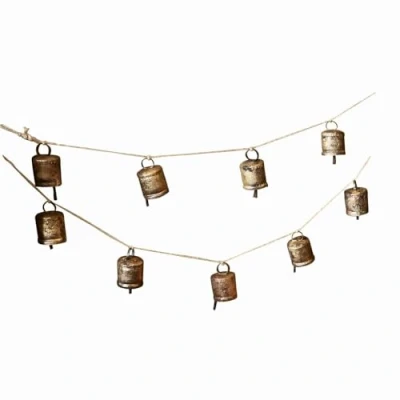 Abbildung von Loberon Girlande Maxime, Glöckchen mit schönem Klang, Antik Finish, Festdekoration, Weihnachtsdekoration, Weihnachten, Eisen, Jute, antikbraun
