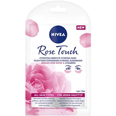 Abbildung von NIVEA Rose Touch Feuchtigkeitsspendende Hydrogel Augenmaske (1 St.), Augenpads mit Bio Rosenwasser und Hyaluron, Gesichtsmaske für eine erfrischte glatte Augenpartie