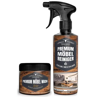Abbildung von Möbelpflege SPARSET Reinigung &amp; Pflege für Möbel Oberflächen wie Holz Kunststoff Kunstleder Natursteine Kunststeine Leder von URBAN FOREST (Sparset Wachs 250ml + Reiniger 500ml)