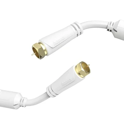 Abbildung von TV Antennenkabel SAT Kabel 1,5 m mit F Stecker auf Stecker, vergoldet (100 dB Satellitenkabel dreifach geschirmt Ferritkern, Koaxialkabel 75 Ohm, Anschlusskabel für HDTV, Full HD, 4K, 8K)