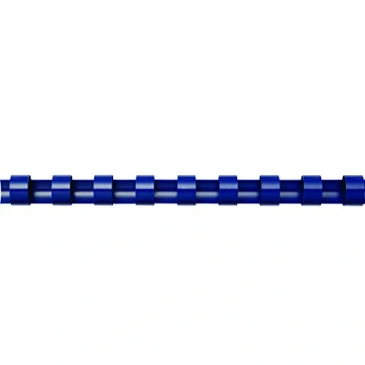 Abbildung von Fellowes Binderücken für Plastikbindung, 16 mm Durchmesser, 21 Ringe, A4 Dokumente, blau, Packung mit 100 Stück
