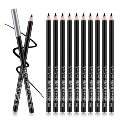 Abbildung von 12 Stück Kajal Set intensiv Schwarz Kajalstifte für matt klare Linien, Black Eye Pencil Lidstrich Stift von „Linble“