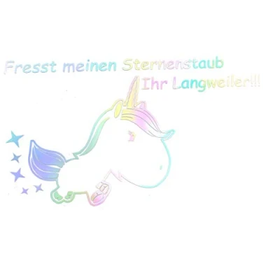 Abbildung von Finest Folia Einhorn Sternenstaub Aufkleber 13x11 cm Fun Sticker Auto Dekor Unicorn Autoaufkleber (K074 Hologramm)