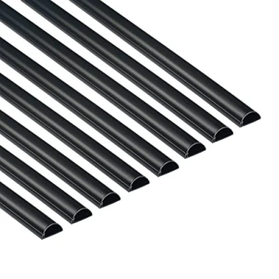 Abbildung von D Line 1D3015B/8 Mini Kabelkanal Selbstklebender, Halbrunde Kabelführungen, Kabelleiste 8x 30mm (B) x 15mm (H) 1 Meter Längen Schwarz