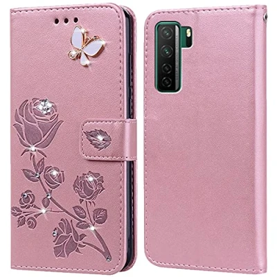 Abbildung von PKQTOP Hülle für Huawei P40 Lite 5G Handyhülle,Klappbar Tasche Case,Standfunktion,Kartenfach,Silikon Bumper,Stoßfeste Schutzhülle Cover