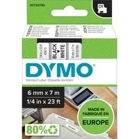 Abbildung von Dymo D1 Namensetiketten Schwarz Weiß (6mm x 7m)