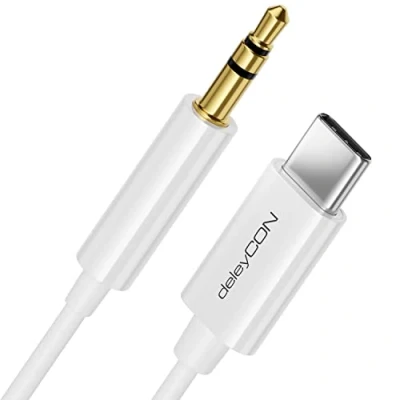 Abbildung von deleyCON 2m 3,5mm Klinke auf USB C Kabel AUX Klinkenkabel Audio