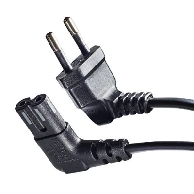 Abbildung von Netzkabel Stromkabel Flachstecker auf Euro 8 gewinkelt 90 für LCD TV etc. 75cm 0,75m