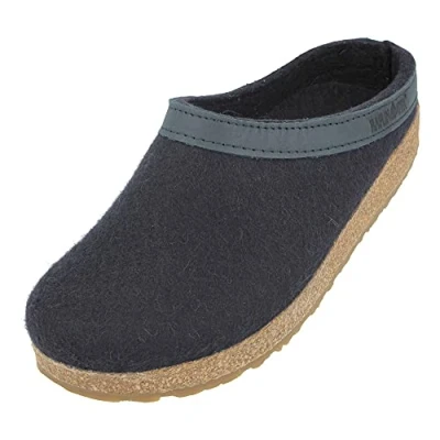 Abbildung von Haflinger Grizzly Torben Pantolette flach, Damen, Größe: 46, Mittelblau Schuhe