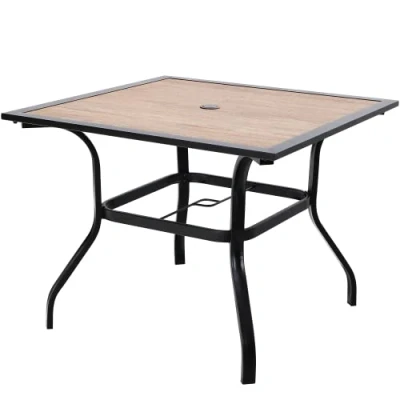 Abbildung von PHIVILLA Gartentisch Wetterfest Outdoor Garten Tisch Terrassentisch Balkontisch E Beschichtung Metall 94x94x71cm Holzähnlicher Quadratische Braun