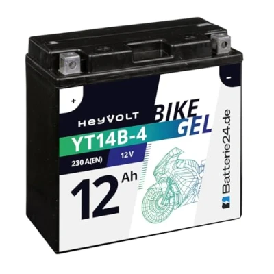 Abbildung von HeyVolt GEL Motorradbatterie 12V 12Ah 51422 YT14B 4 GT14B BS GEL12 14B 51201