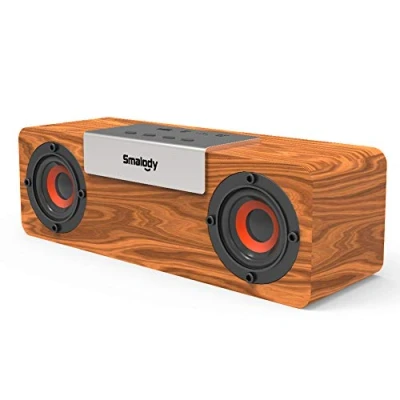 Abbildung von Smalody Bluetooth Lautsprecher, Tragbarer Holzlautsprecher, 5.0 Kabellose Lautsprecher mit 10 W tiefem Bass, TF Kartensteckplatz und AUX Eingang, Retro Heimdekoration