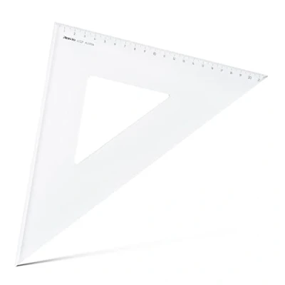 Abbildung von Aristo AR4522F Dreieck 45 mit Facette (Kathete 220mm, Hypotenuse 311mm, abriebfeste Tiefprägung der Teilung, Plexiglas) transparent